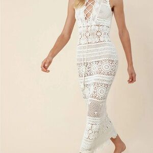 Hale Bob White Crochet Maxi Dress